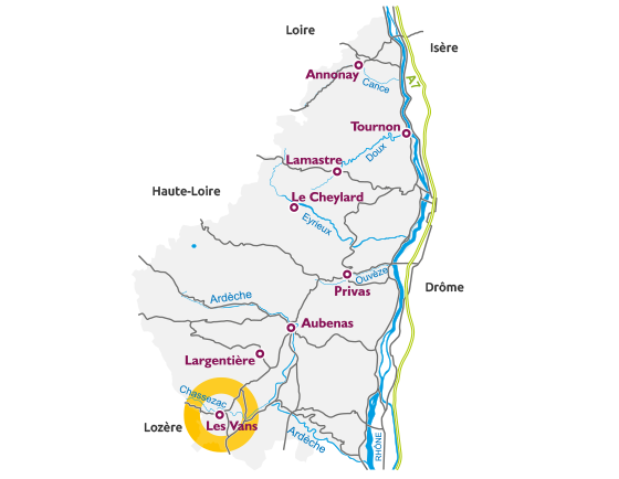 Carte de l'Ardèche