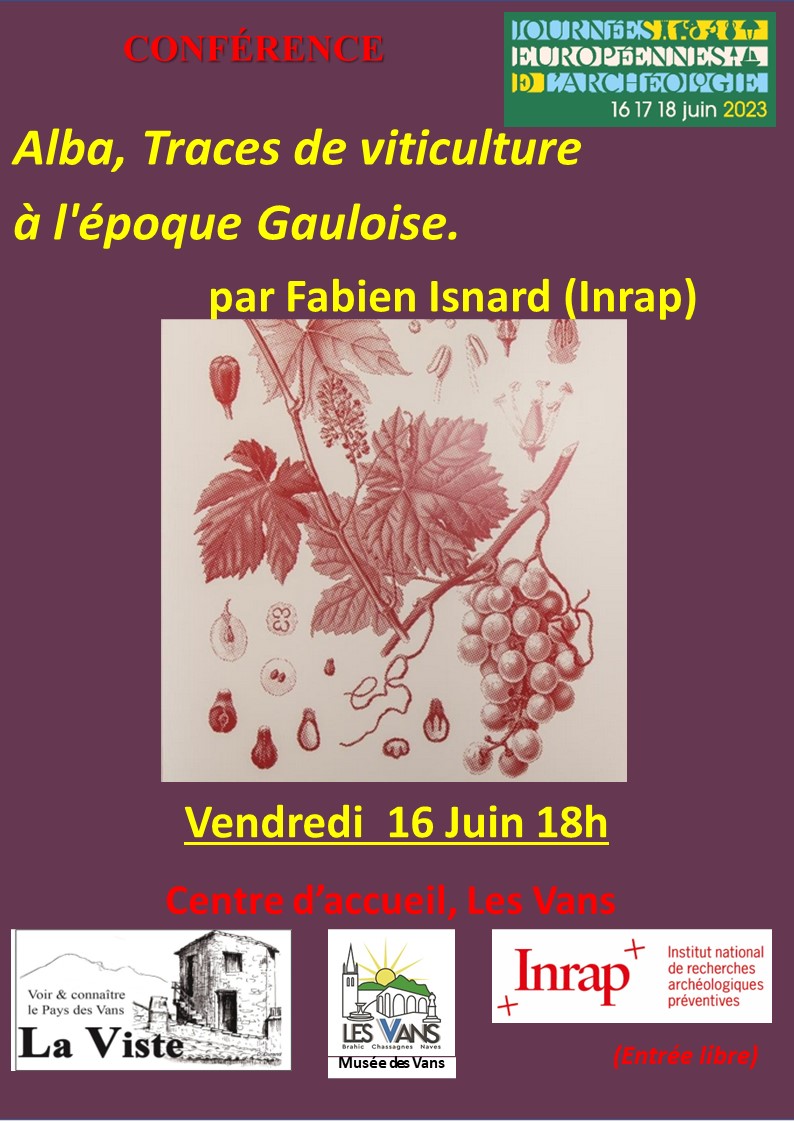 Conférence La Viste : Alba, traces de viticulture à l’époque gauloise